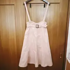 ピンク キャミワンピース ウエストベルト付き