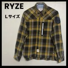 ライズ　ネルシャツ　チェック　シャツ　黄色　黒　バスケットボール