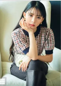 ハウンドトゥースパターン 半袖ニット