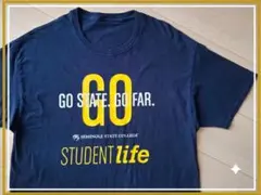 ​US古着 カレッジTシャツ セミノールステート大学 紺 L相当 プリントかすれ