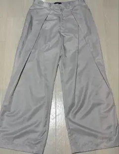 【HARE スラックス】ベルテッドDタックワイドパンツライトグレー Sサイズのサムネイル