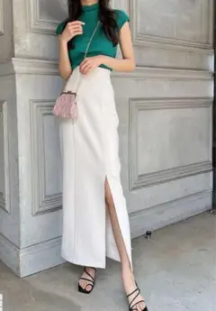 GRL ホワイト スリット入りタイトスカート S