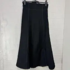 NICECLAUP ブラック フレアロングスカート ドローストリング M218