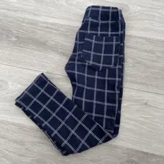ネイビー チェック柄 ロングパンツ 110cm