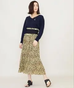 【CLANE】タペストリーフラワープリーツスカート