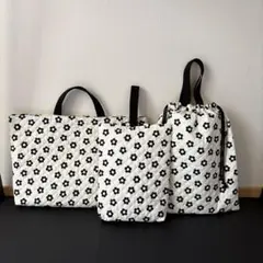 大きめ入園入学セット【フラワー3点セット】レッスンバック／上履き入れ／お着替え袋