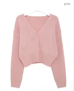 nugu/ Vネックカーディガン pink