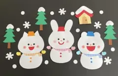 壁面飾り　雪だるま　動物