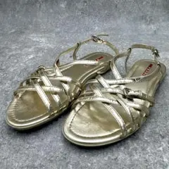 Prada Metallic Leather Strap Sandals