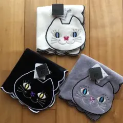 アナスイ タオルハンカチ 3枚(白猫・黒猫・グレー猫) 「新品」28×28cm