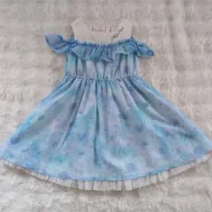 美品！メゾピアノ シャボン玉ユニコーン柄 ワンピース 水着 ブルー 