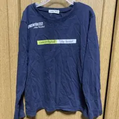 ネイビー 長袖カットソー プリント入り