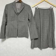 グレンチェック フレアスカートセットアップ M セレモニー 鉤ホック 春夏