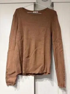 GU XL ブラウン リブ編みニット