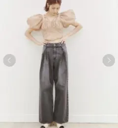 SNIDEL 【訳あり】ダブルタックデニムワイドパンツ ブラック0 即日発送