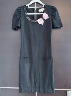 ジーザスディアマンテ ブラック パフスリーブニットワンピース