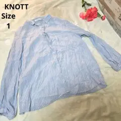 【オシャレ⭐KNOTT】青　白　ストライプシャツ　サイズ1のサムネイル