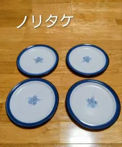 NT 日本陶器 ノリタケ プレート5枚 大皿 ストーンウェア ピンク紺