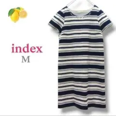 9『インデックス』ボーダー ミニワンピース 【M】パフスリーブ 半袖 春夏