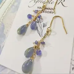 No.2521★14KGF天然石タンザナイトのピアス