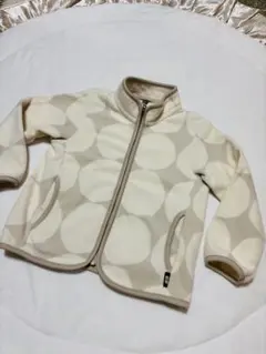フリースジャケット ベージュ/ホワイト ドット柄