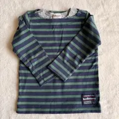 記名あり ホットビスケッツ ミキハウス 重ね着風 ボーダー ロンT 90 緑 紺
