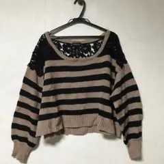 スピーガ　ニット　セーター　レースボーダー　ゆったり　お値下げ　アンゴラ100%