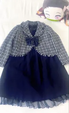 ネイビー ツイードジャケット ワンピース セット120