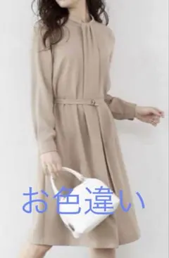 卒業入学入園式に！プラステ ボウタイ風ワンピース ネイビー Ｌ