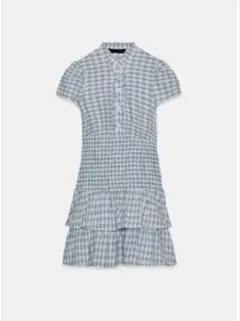 ZARA ギンガムチェック柄ミディワンピース - メルカリ