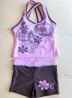 セパレート水着 Mサイズ　レディース　タンキニ　ピンク　ブラウン　花柄