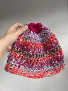 ハンドメイド帽子　クロシェハット　ビーニー