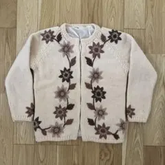 60s 70s 花　刺繍　カーディガン　ヴィンテージ
