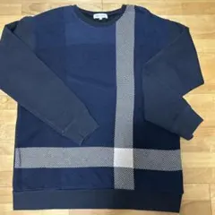 【値下げ】THE SHOP TK XL ネイビー チェック柄 薄手セーターのサムネイル