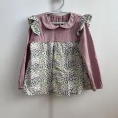 seraph フリル付き花柄長袖カットソー 110