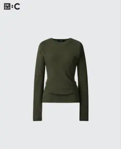 UNIQLO メリノブレンドリブセーター Olive