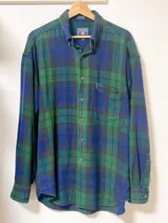 CHAPS ラルフローレン チェックネルシャツ M グリーン ネイビー 古着