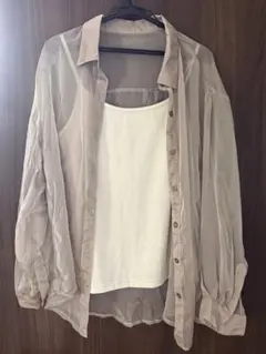 GRL シアーシャツ M ベージュ インナー付き