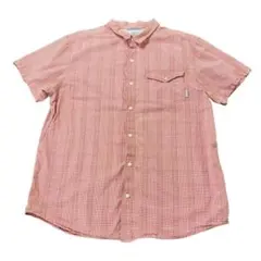 Columbia チェックシャツ　半袖　コットン　レッド　古着　8bのサムネイル
