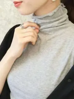 UVカット　シフォンコットン　ノースリーブ　ハイネックインナー