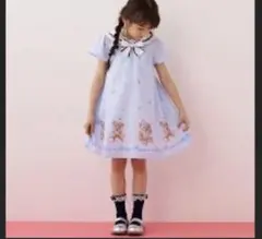 メゾピアノ　マリンくま　セーラーカラーワンピース　100