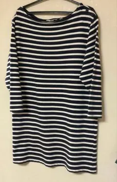UNIQLO ボーダーカットソー 七分袖 ネイビー×ホワイト M Used