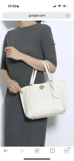 コールハーン　ターンロック　2wayバッグ　牛革　ホワイト