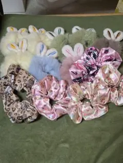 ウサギ耳付きシュシュセット 13個