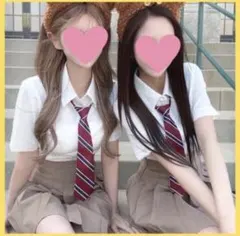 ネクタイ　スクール　韓国制服　赤色　レッド　ストライプ　簡単装着