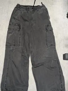 GU　デニムスーパーワイドカーゴパンツ ダークグレー Sサイズ