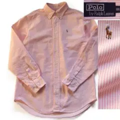 ポロラルフローレン　ピンク　ストライプ　シャツ　オックスフォード　160