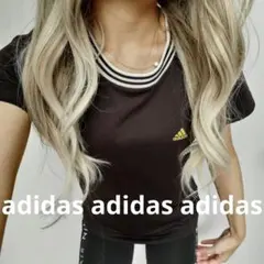 adidas 首元リブ美品サラサラ半袖 めちゃくちゃかわいい個人的にすき