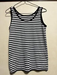 ストライプ タンクトップ 白黒Lサイズ