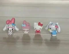 シナモロールごっこ　ふわふわフロッキードール　キティ　マイメロフィギュア　4点